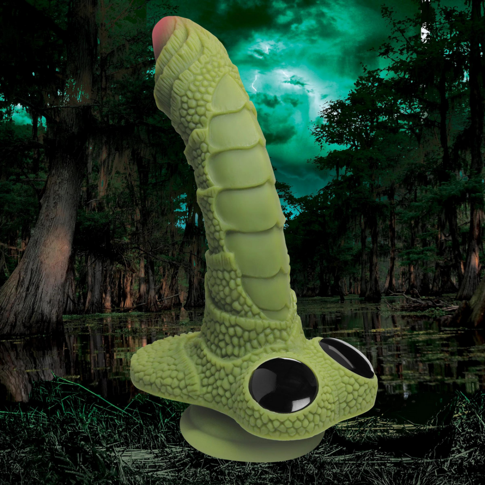 Swamp Monster Scaly Silicone Dildo - Black