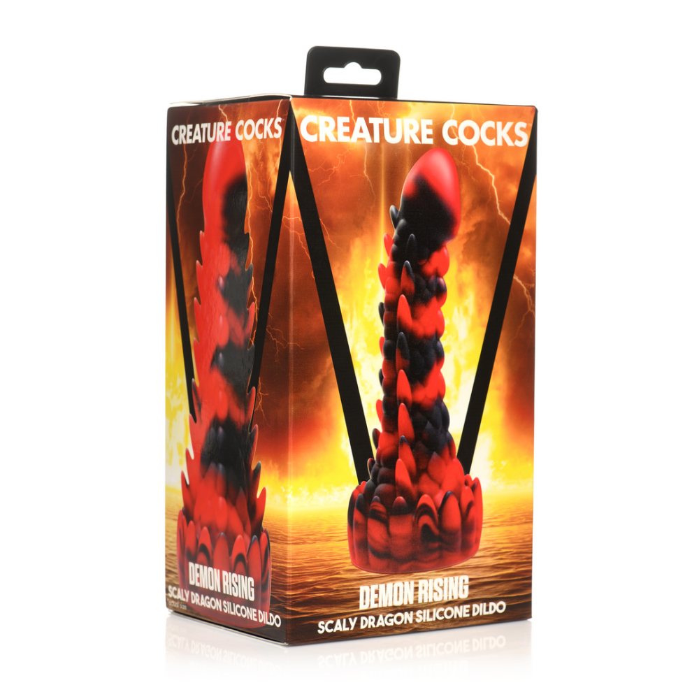 Demon Rising - Scaly Dragon Silicone Dildo - Red/Black