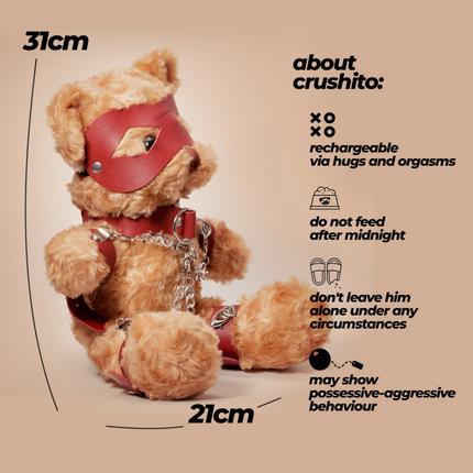 Crushito - Osito de peluche bondage - 31 cm - Rojo