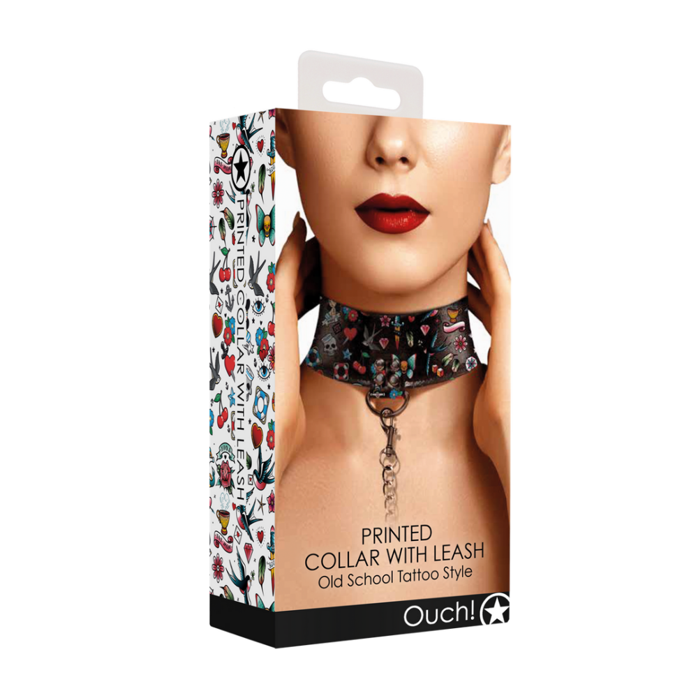 Printed Collar With Leash